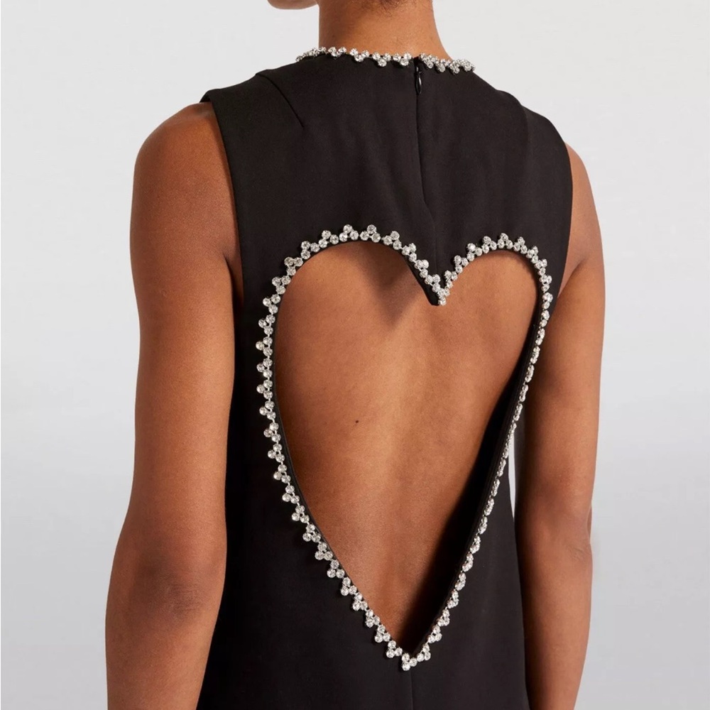 NWT AREA Crystal Heart Open Back Dress MEDIUM Retails for $795